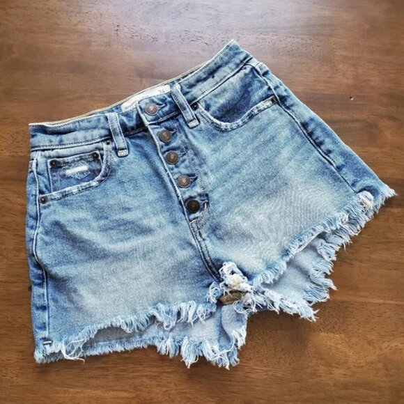 Abercrombie And Fitch high rise jean shorts Curve Love size 00 - Picture 1 of 3
